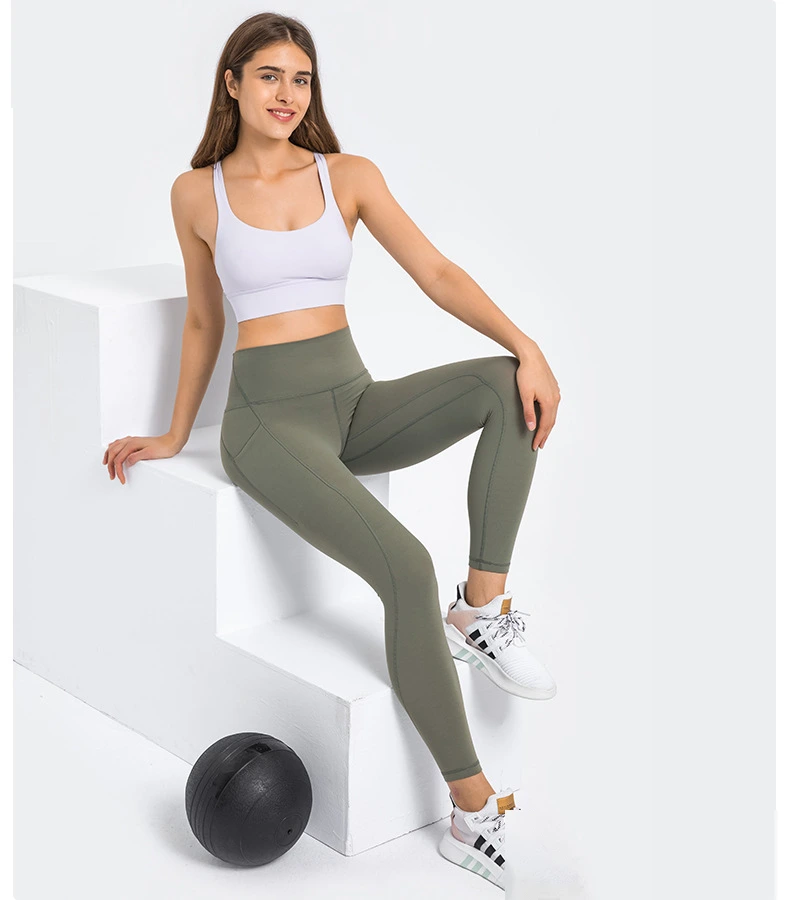Womens leggings high waist butt lift pants with phone pockets detail