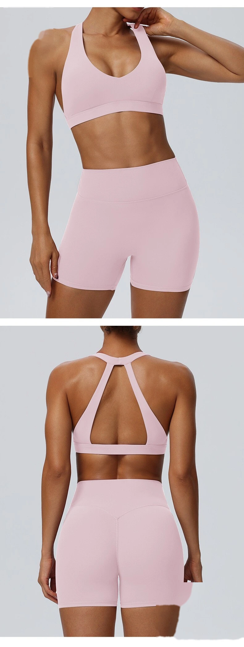 European American Style Halter Beauty Back Sports Bra, Breathable Quick Dry Yoga Fitness Underwear for Women detail
