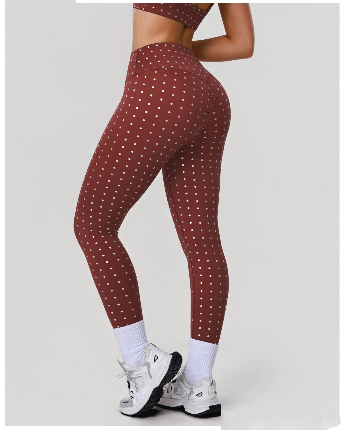 Bulk Custom Silver Polka Dot Yoga Leggings - Factory Direct High-Waisted Tights Products detail