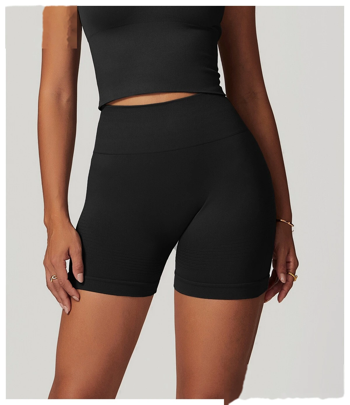 Custom Seamless High-Waisted Yoga Shorts - Women’s Butt-Lifting Peach Hip Tight Fitness Running Shorts detail
