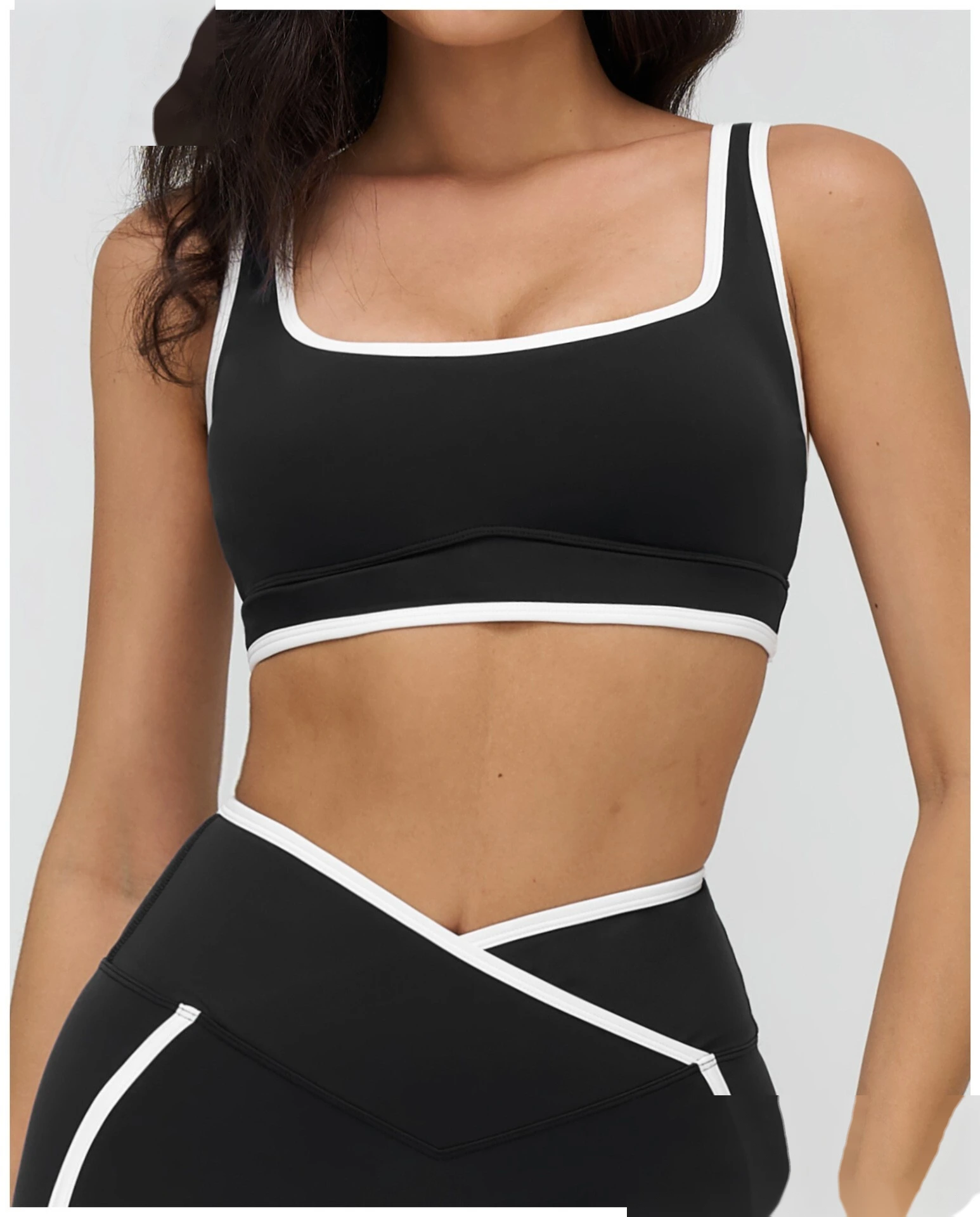 Custom Buttery Soft Yoga Set - Women's Color Block Tight Sports Bra for Outdoor Running & Fitness detail