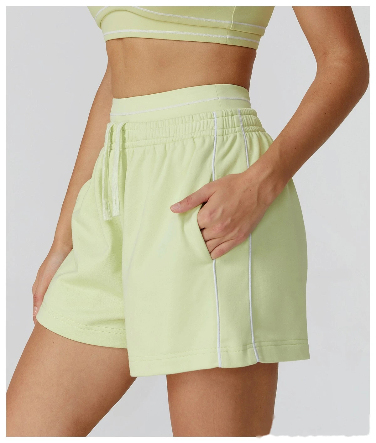 Customized contrast sports shorts, high waist, loose pocket pants, outdoor leisure and comfortable shorts. - allni detail