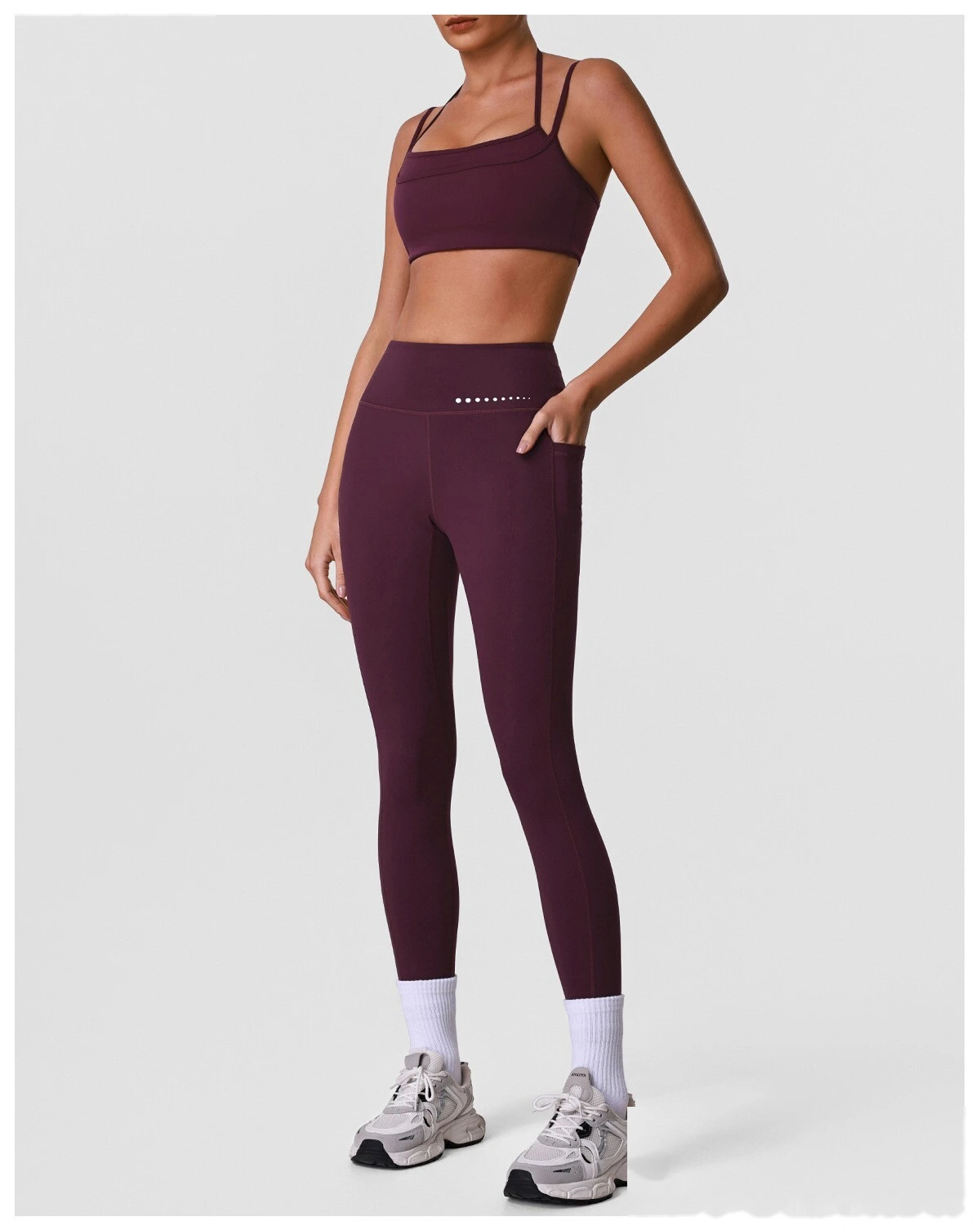 Custom Women’s Sexy Back Yoga Bra & High Stretch Tight Leggings Set Gym Activewear Suit detail