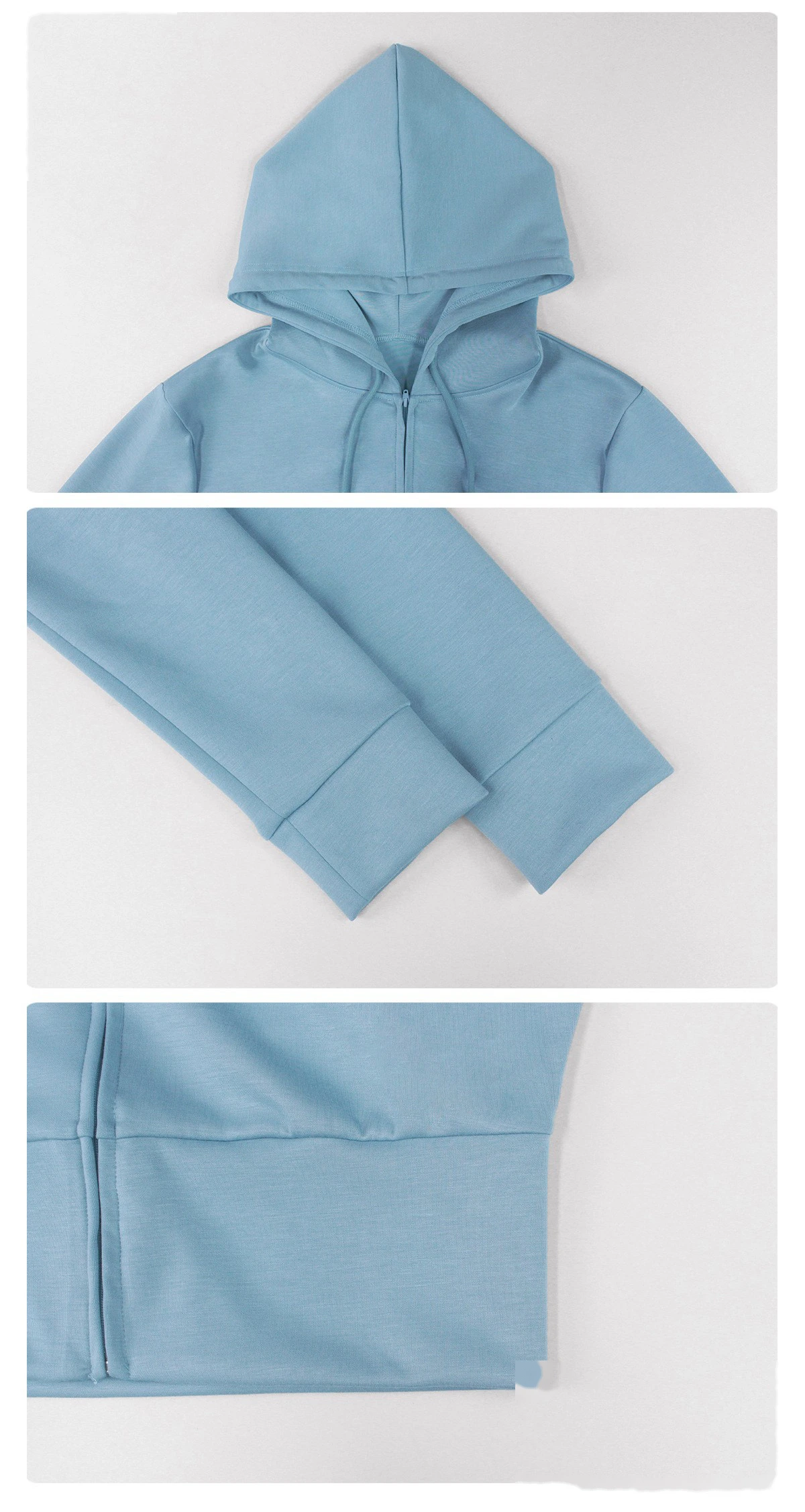 Women's Fall Winter Sports Tracksuit - Customizable Cropped Waist Hooded Jacket + Casual Outdoor Workout Set detail