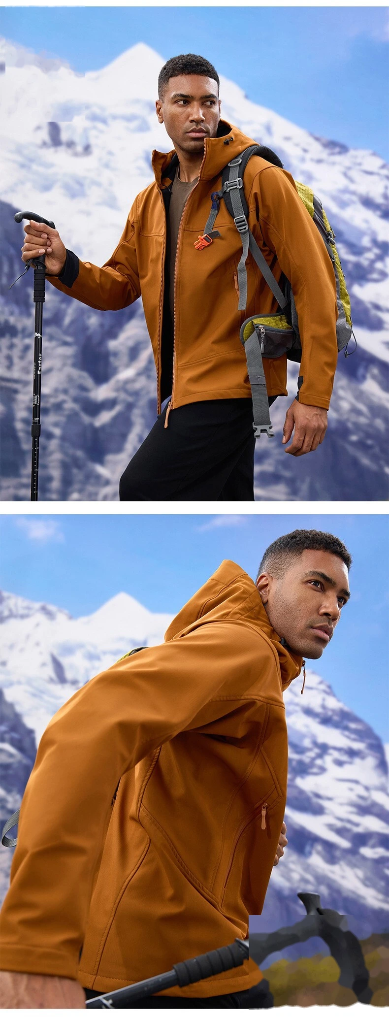 Custom Hooded Outdoor Jacket for Men - Fleece-Lined, Warm, Waterproof & Windproof detail