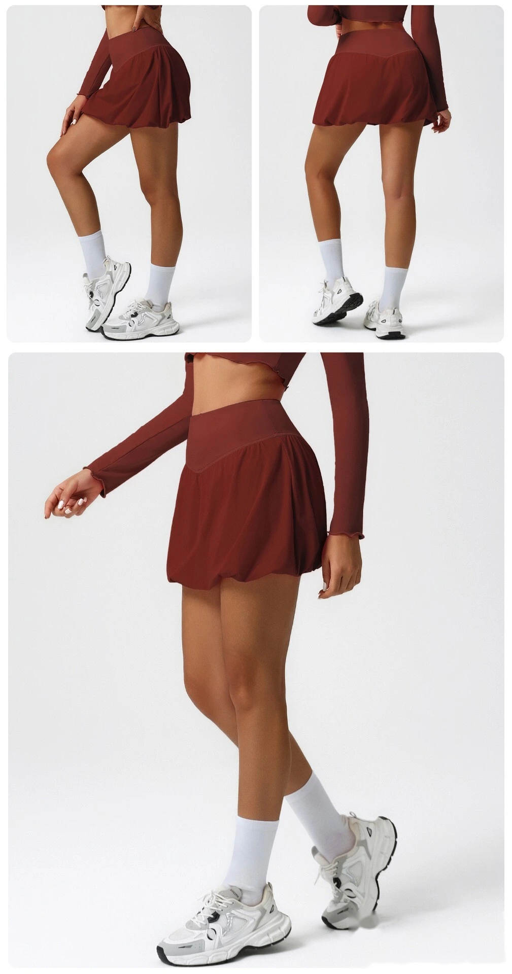Customized sports tennis skirt anti-exposure bubble skirt Yoga fluffy skirt running fitness skirt detail