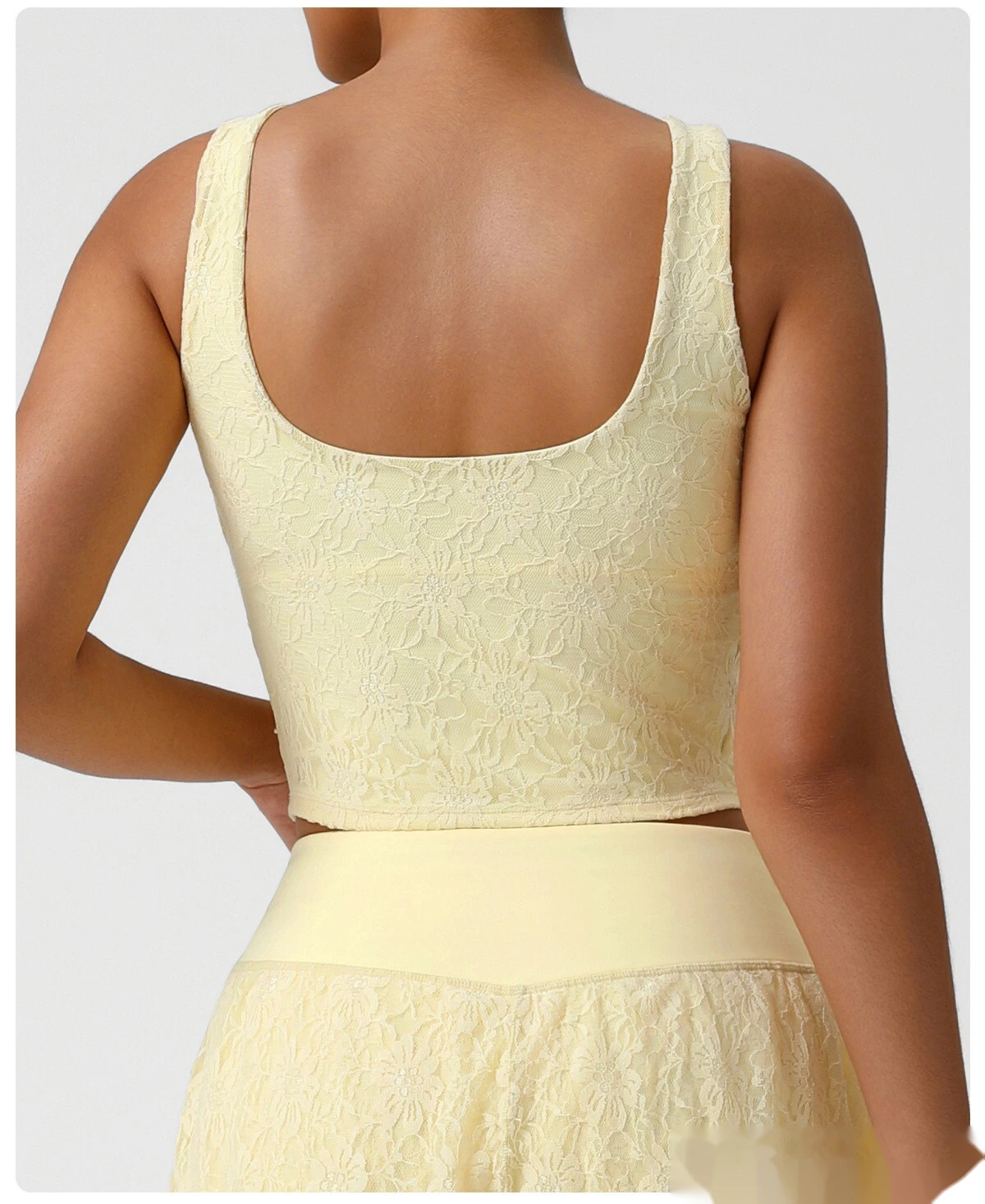 Custom-made nude sexy lace sleeveless sports shirt new dance training fitness camisole women detail