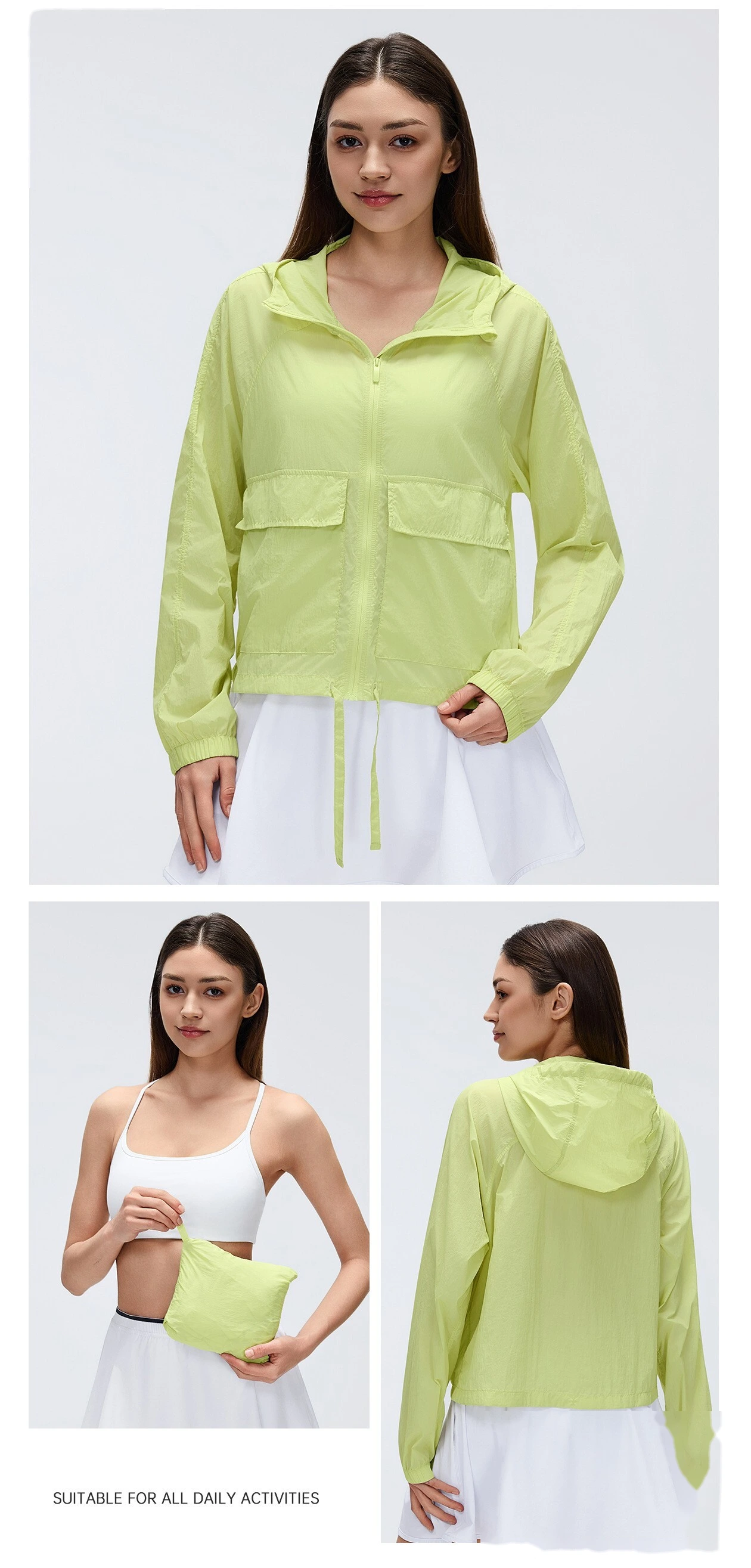 Bulk Custom UV Protection Hooded Top - Women's Lightweight Water-Resistant Loose Long Sleeve Sports Outerwear detail