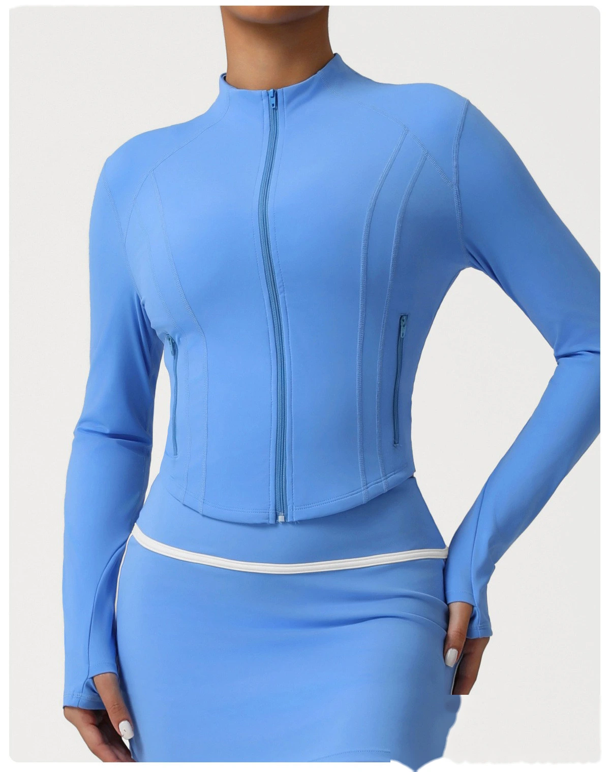 Custom autumn and winter Europe and the United States tight-fitting yoga fitness jacket women. detail