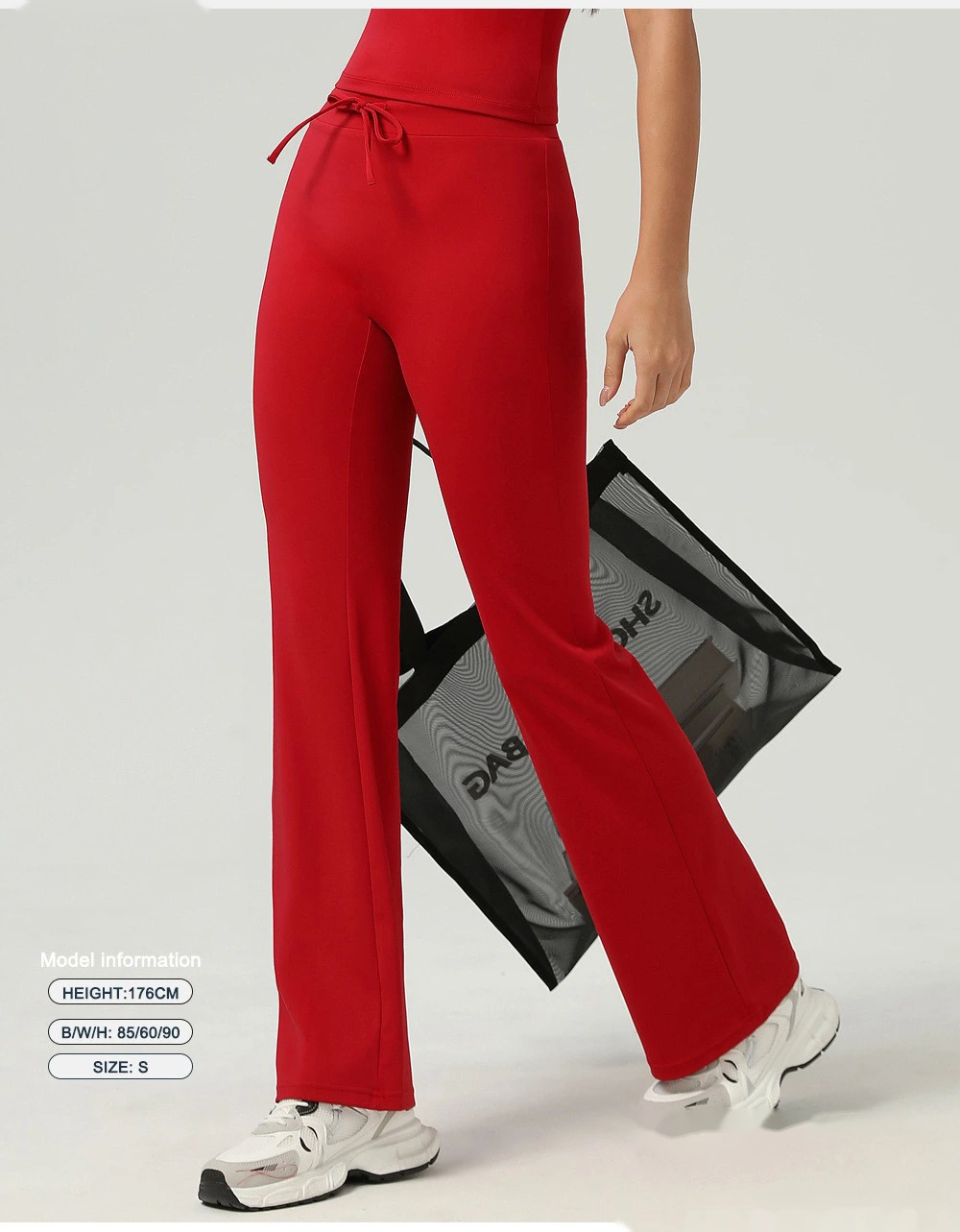 Hip-lifting yoga bell-bottoms fitness exercise wide-leg micro-pants high waist drawstring quick-drying yoga pants detail