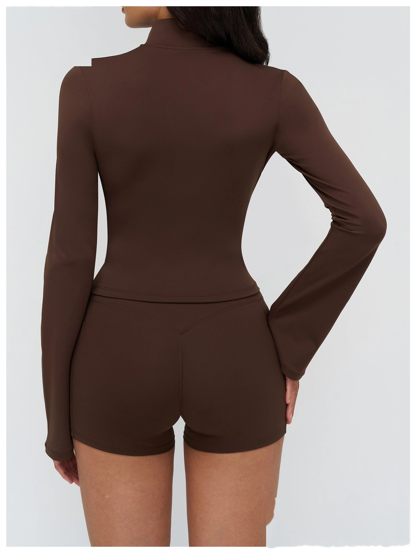 Custom Stand Collar Zip-Up Flare Sleeve Jacket - Outdoor Yoga Running Sports Coat detail