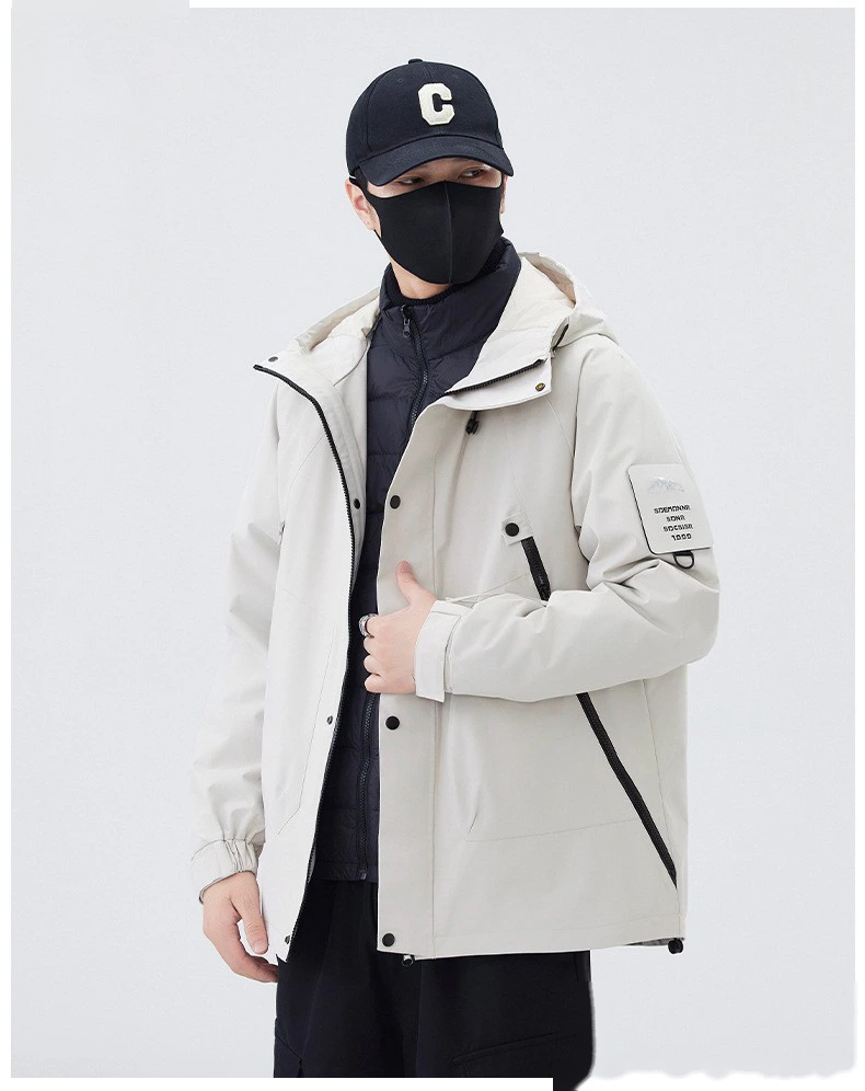 Customized jacket down three-in-one men's windproof waterproof fleece liner coat mountaineering suit detail