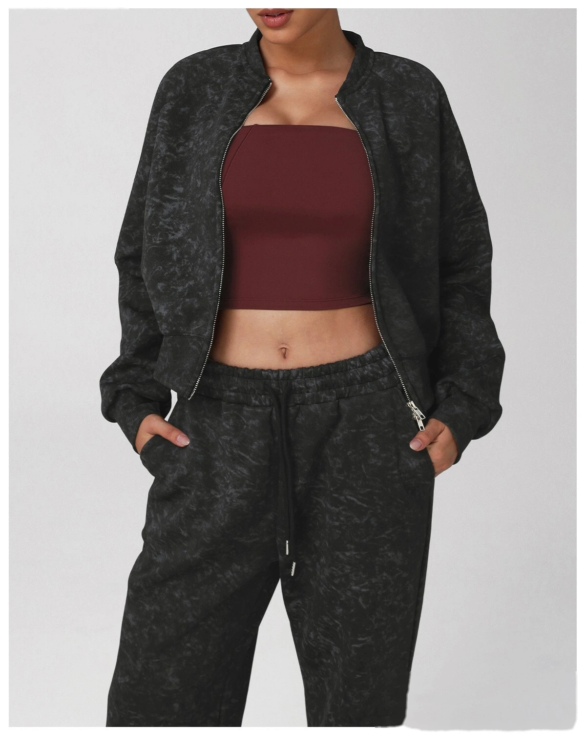 Customizable EU-US Tie-Dye Yoga Suit | Women's Autumn-Winter Fitness Hoodie Set, Running & Casual Wear detail