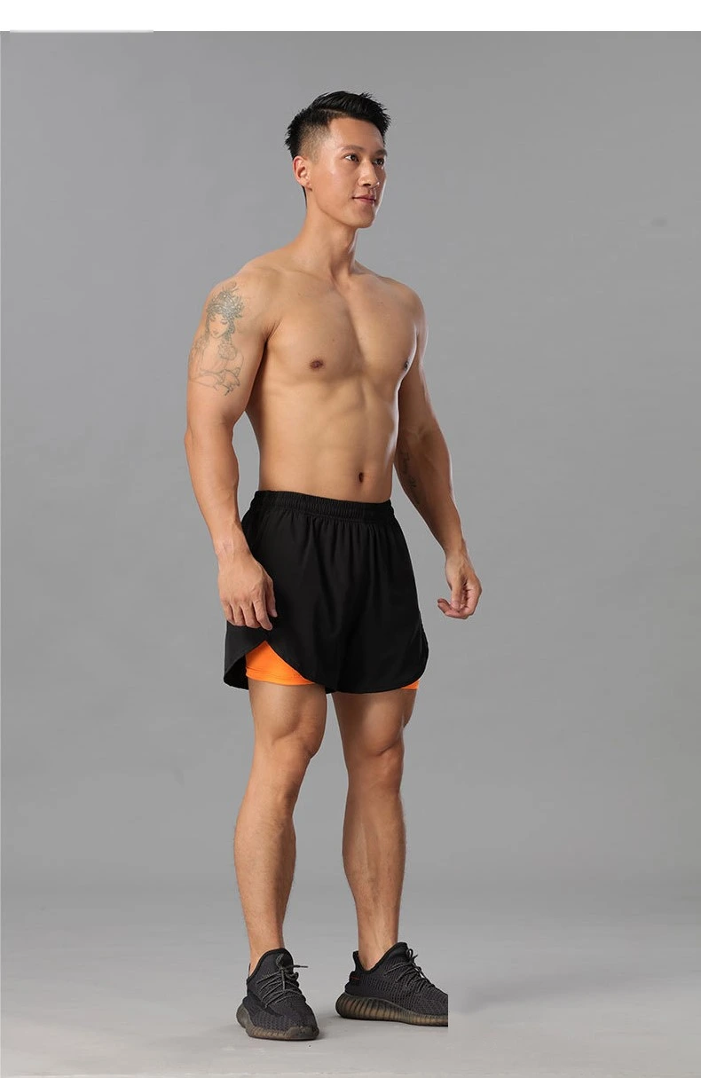 Sports 2 in 1 marathon training running quick dry loose athletic shorts detail