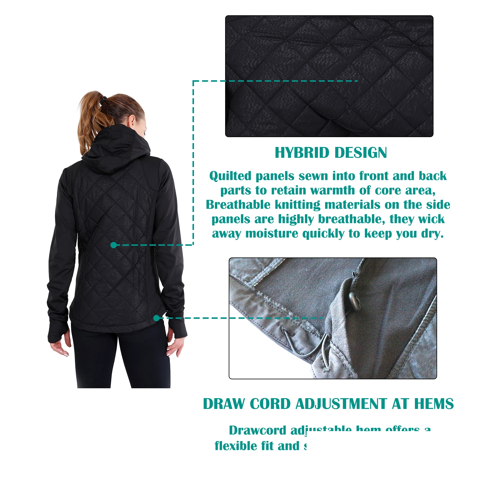 Joker women's casual slimming coat jacket hooded women's sports coat detail
