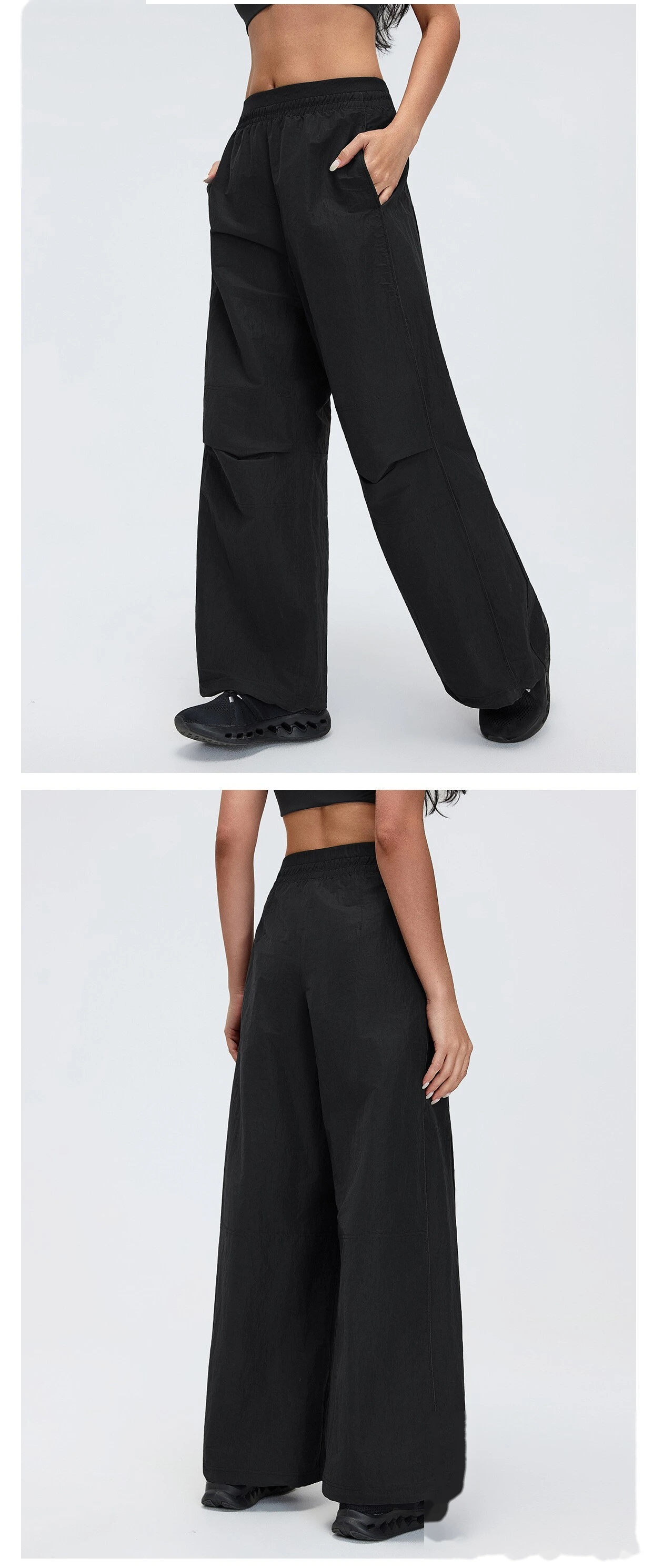 Women's Custom Water-Resistant Outdoor Hiking Pants - High Waist Loose Straight Cargo Sports Trousers for Trekking detail