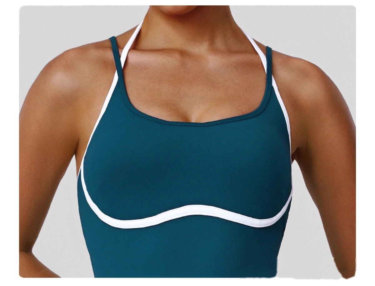 Bulk Custom Slim Fit Sports Bodysuit - Women's Thin-Strap Open Back Yoga Running Fitness Leotard detail