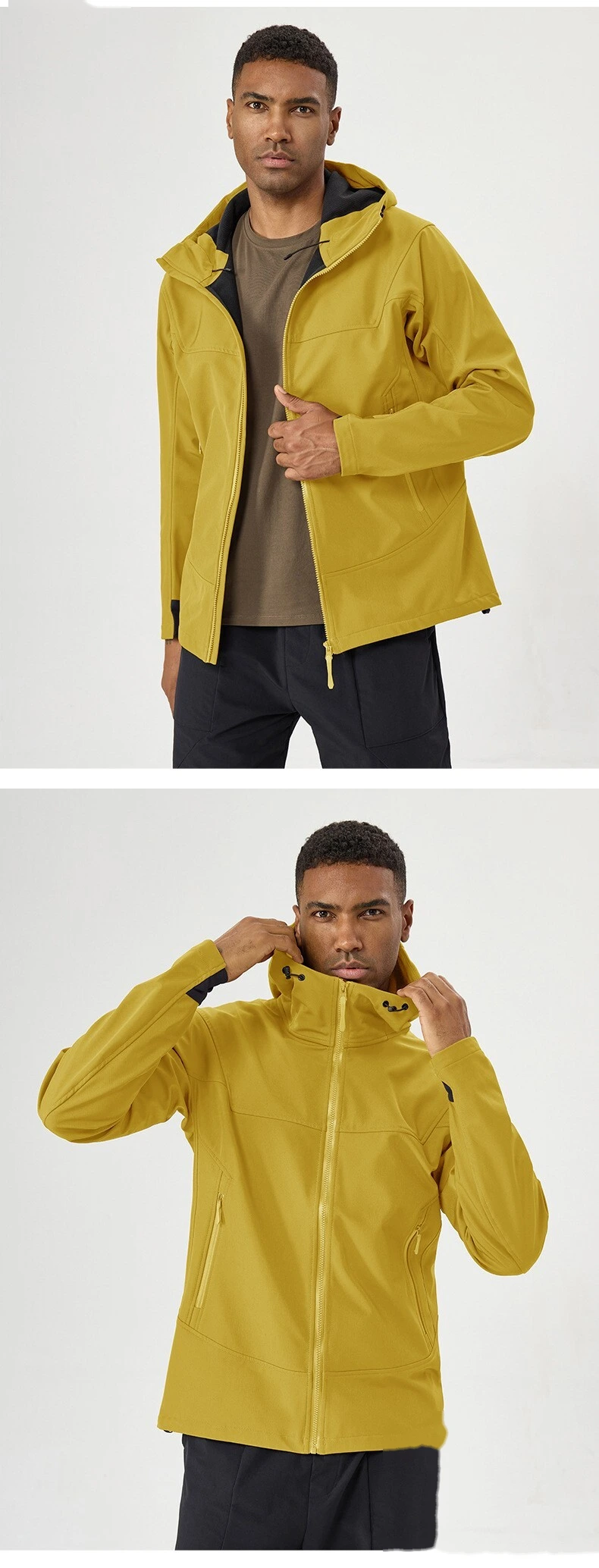 Custom Hooded Outdoor Jacket for Men - Fleece-Lined, Warm, Waterproof & Windproof detail
