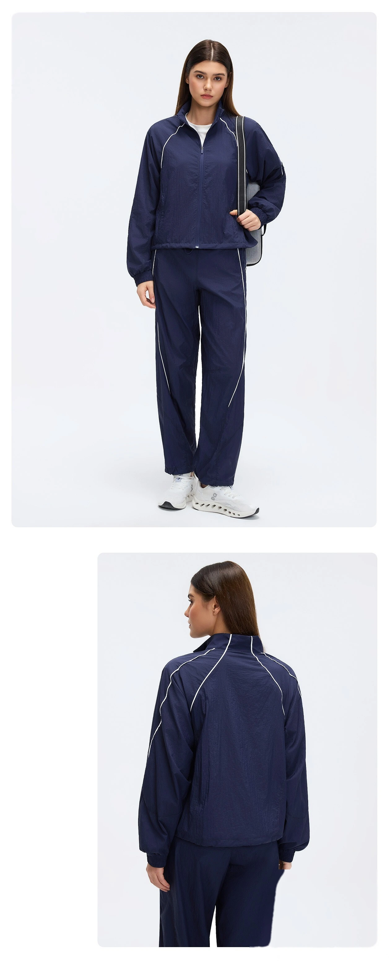 Women’s Spring Summer Light Jacket Outerwear Breathable Casual Running Fitness Tracksuit Set detail
