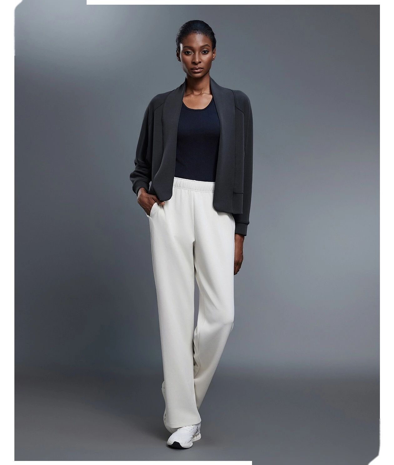 Women's Versatile Fashion Cardigan - Customizable Shawl Collar Casual Sports Long Sleeve Outerwear, Easy-Matching detail