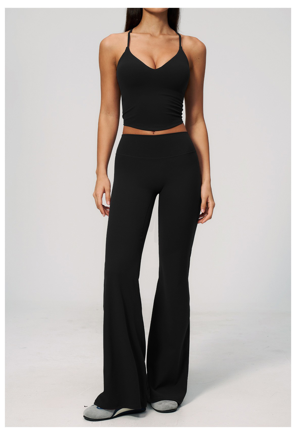 European and American yoga suit high elastic tight horn long yoga pants Pilates training yoga suit detail