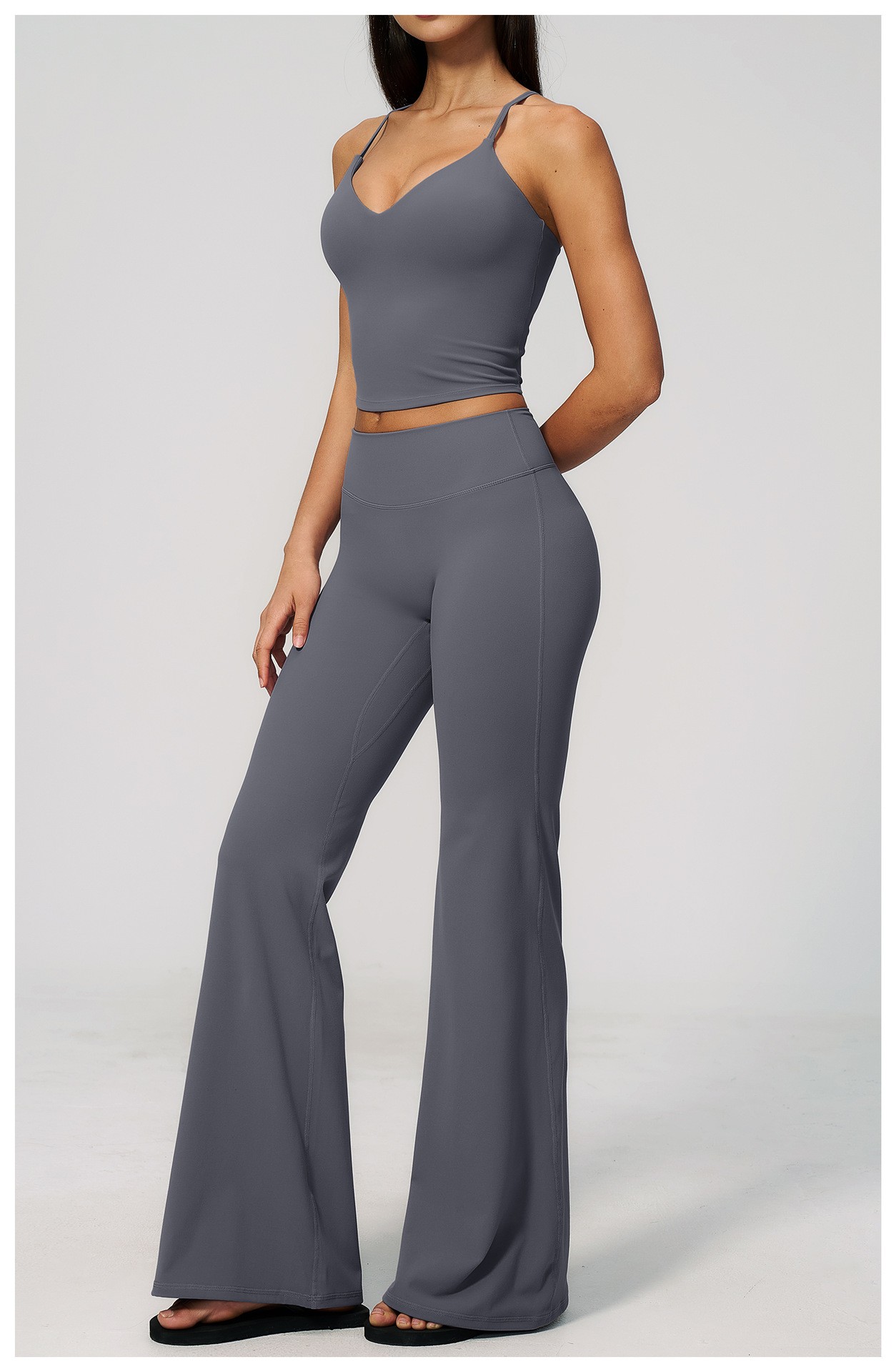 European and American yoga suit high elastic tight horn long yoga pants Pilates training yoga suit detail